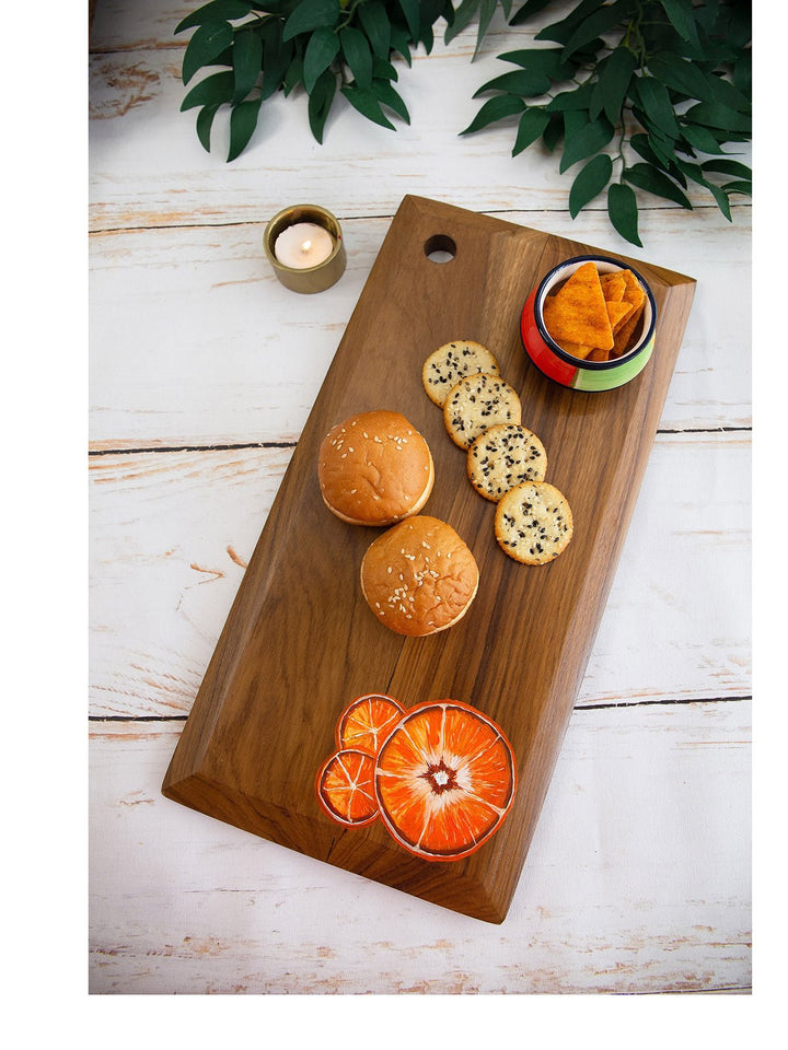 Table and DiningTangerines Handpainted Teakwood Platter Cum Chopping Board BrownDeco Talk