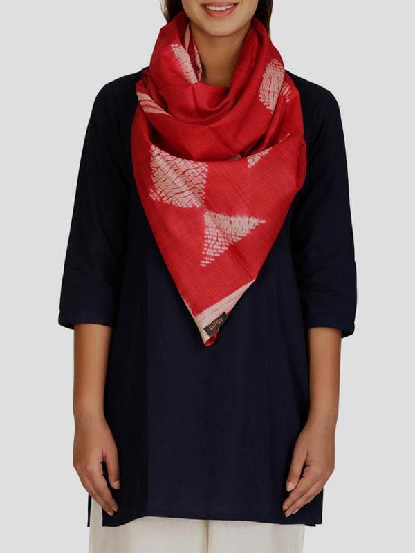 Scarves and WrapsTussar Silk Shibori Stole RedMura Collective